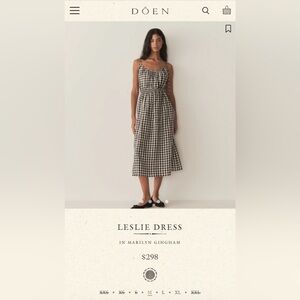 Doen Black and White Gingham Midi Dress